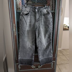 Like new Judy Blue Charcoal ankle raw hem jean size 14W